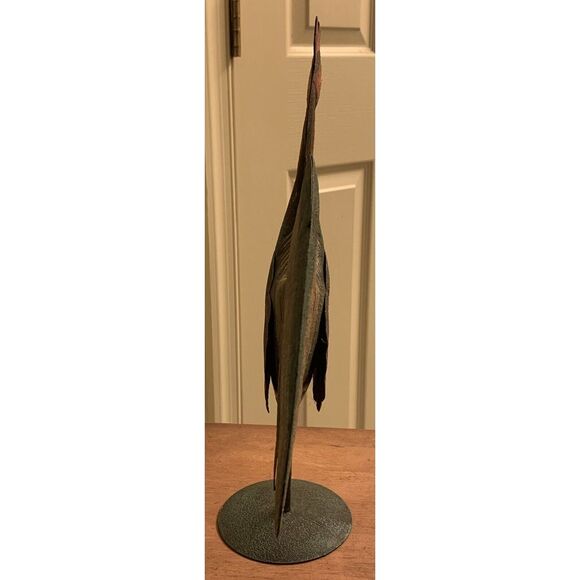 Rooster Metal Decor Puffed Pedestal Painted Green Yard 14"‎ Barn Yard - Picture 5 of 6